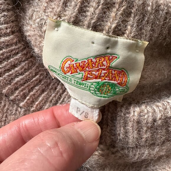 Men's Aran Fisherman's Cable Knit Crew Neck Sweater sz S - Mocha - Picture 10 of 12